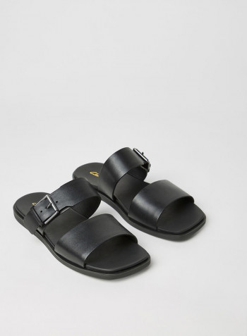 Ofra Leather Flat Sandals Black