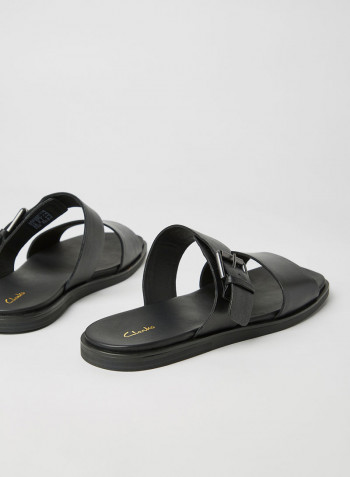 Ofra Leather Flat Sandals Black