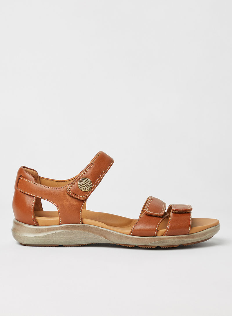 Kylyn Strap Leather Sandals Brown