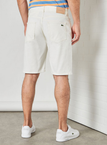 Slim Fit Denim Shorts White