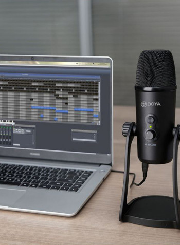 Professional Desktop USB Computer Condenser Microphone With Stand DD2914 Black