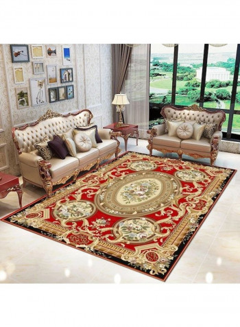 Printed Living Room Floor Rug Red/Beige/Black 140x200cm