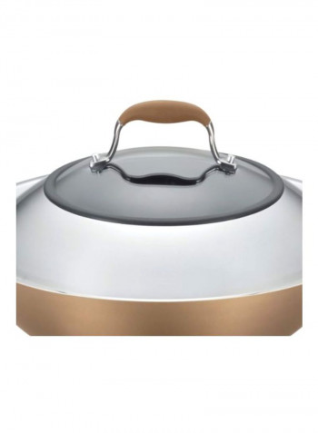 Nonstick Stir Fry Wok Pan With Lid Bronze Brown 14inch