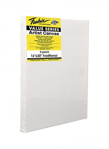 Pack of 2 Pre Stretched Artist Canvas White