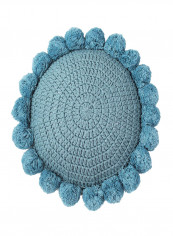 Round Shaped Knitted Cushion Blue 50x50centimeter