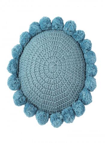 Round Shaped Knitted Cushion Blue 50x50centimeter