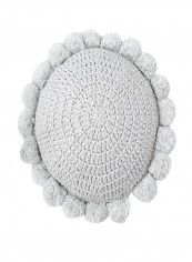 Round Shaped Knitted Cushion Pillow White 50x50centimeter