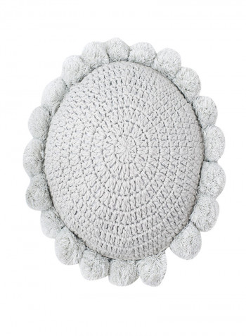 Round Shaped Knitted Cushion Pillow White 50x50centimeter