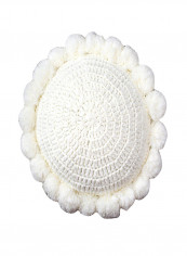 Round Shaped Knitted Cushion White 50x50centimeter