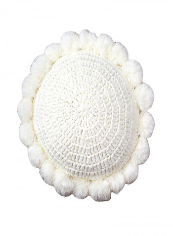 Round Shaped Knitted Cushion White 50x50centimeter