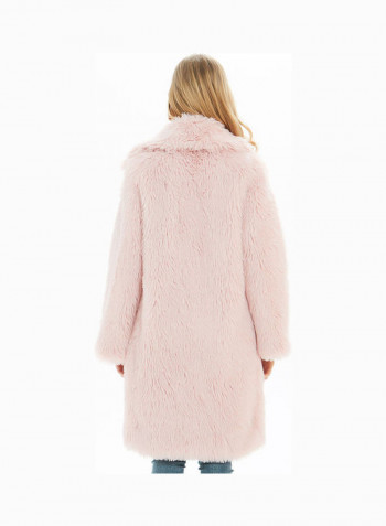 Solid Long Sleeves Overcoat Light Pink