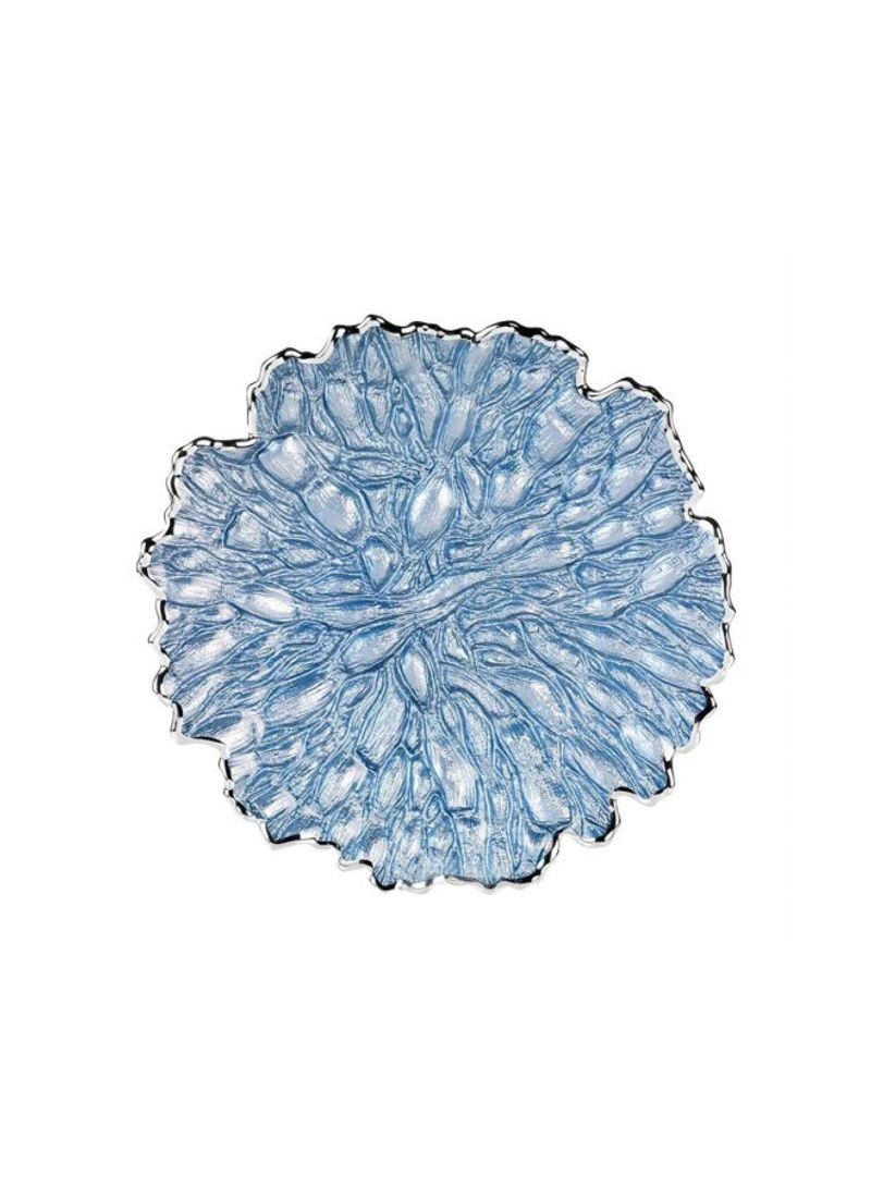 Moss Decorative Glass Plate Silver/Blue 32.5centimeter