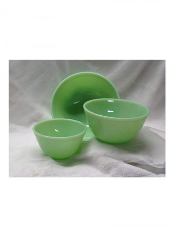 3-Piece Glass Mixing Bowl Set Green