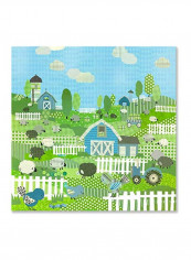 Stretched Canvas Wall Art Green/White/Blue 21x21inch