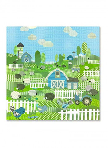 Stretched Canvas Wall Art Green/White/Blue 21x21inch