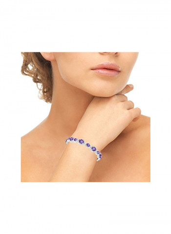 925 Sterling Silver Amethyst And Topaz Studded Tennis Bracelet
