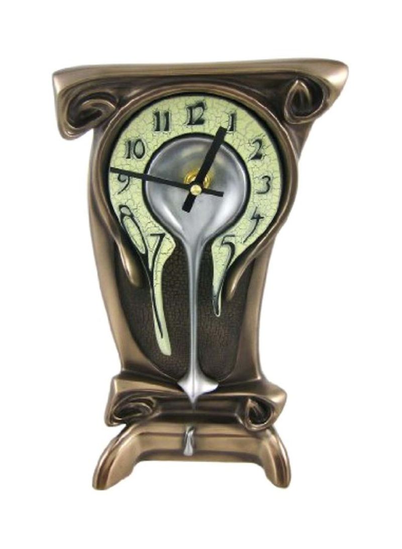 High Melting Bronze Table Clock Brown/Silver 11x6.25x4inch