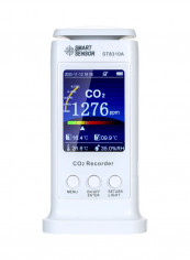 LCD CO2 Carbon Dioxide Tester Multi-functional  Quality Detector  USB Rechargeable CO2 Meter Temperature Humidity Monitor 80000 Groups Data Logger Air Analyzer White 19.50*9.00*11.50cm