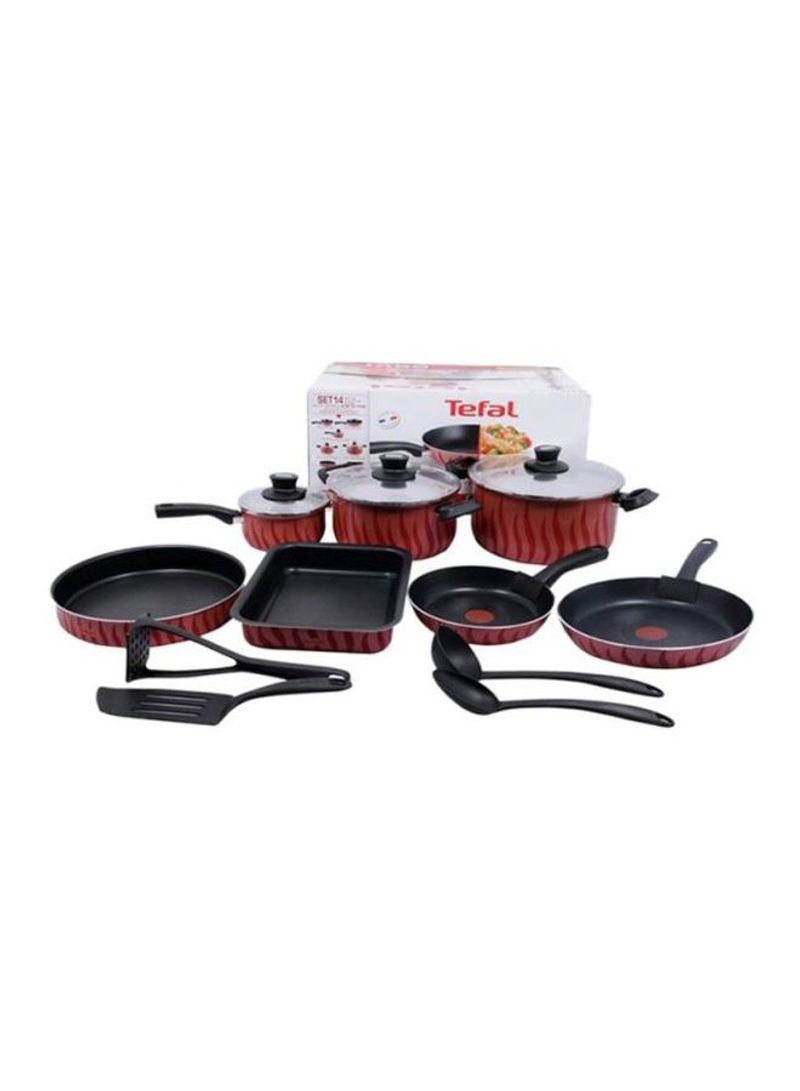 14-Piece Tempo Cookware Set Black/Red 59x27x39cm