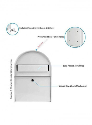 Wall Mount Lockable Mailbox White