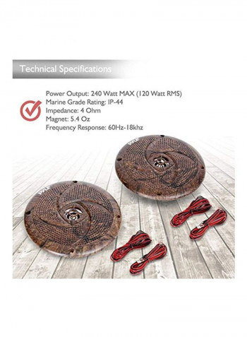 Waterproof Rated Marine Slim Speaker B07BS8PB3S Brown/Black