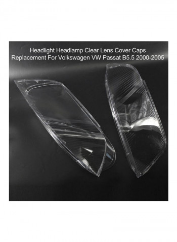 2-Piece Headlight Headlamp Lens Cover Caps Replacement For Volkswagen VW Passat B5.5 2000-2005