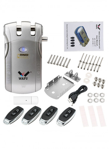 HF-010W WiFi Smart Door Lock Tuya Security With 4 Remote Keys Silver
