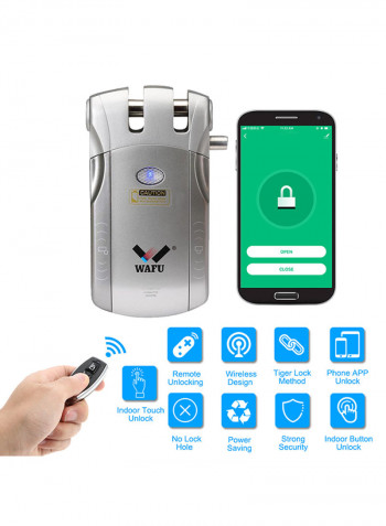 HF-010W WiFi Smart Door Lock Tuya Security With 4 Remote Keys Silver