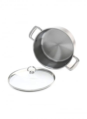 2-Piece Induction Casserole Silver/Clear 25.4x12.7x25.4centimeter