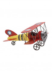 Metal Airplane Figurine Red/Yellow/Grey 12x11x6inch