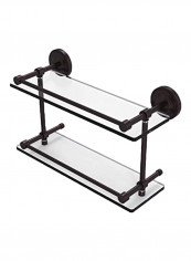Prestige Regal Double Gallery Rail Glass Shelf Clear/Black 16inch