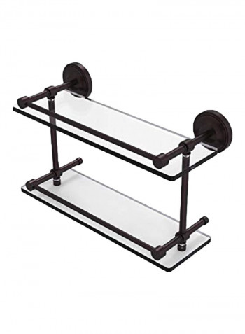 Prestige Regal Double Gallery Rail Glass Shelf Clear/Black 16inch