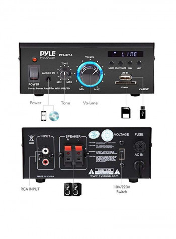 Home Audio Power Amplifier System PCAU25A Black