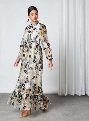 Soiree Embroidered Maxi Dress Multicoloured