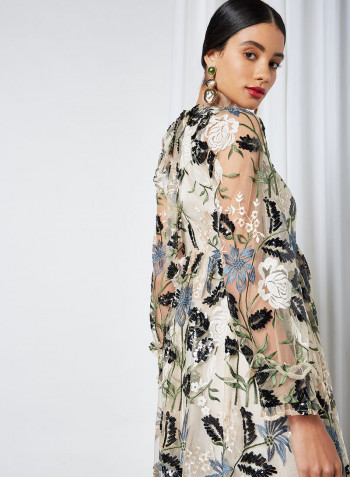 Soiree Embroidered Maxi Dress Multicoloured