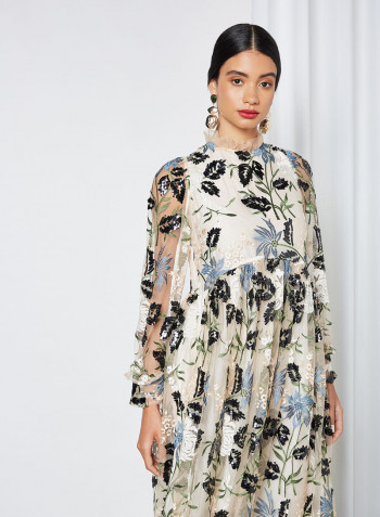 Soiree Embroidered Maxi Dress Multicoloured