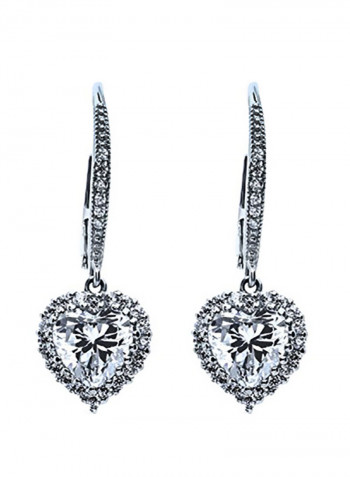 925 Sterling Silver Rhodium Plated Cubic Zirconia Studded Earrings