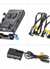 V Type Battery Plate With 15mm Rod Clamp And Adapter Black