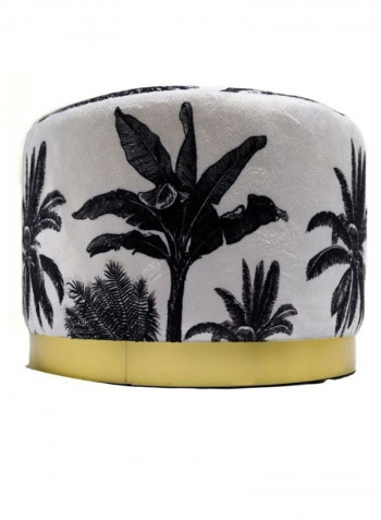 Footrest Polyester Jungle Velvet Round Pouf Black/White 51 x 51 x 37cm