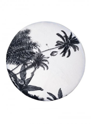 Footrest Polyester Jungle Velvet Round Pouf Black/White 51 x 51 x 37cm