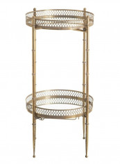 Two Layer Side Table With Glass Top Gold 34 x 34 x 72cm