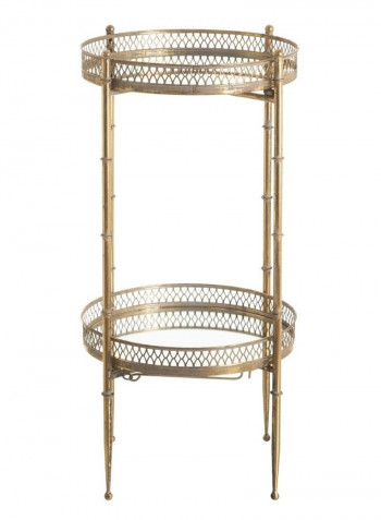 Two Layer Side Table With Glass Top Gold 34 x 34 x 72cm