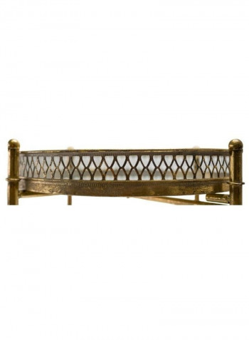 Two Layer Side Table With Glass Top Gold 34 x 34 x 72cm