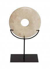 Odin Med Marble Disc On Stand Off-White 9.25 x 5 x 15.75inch