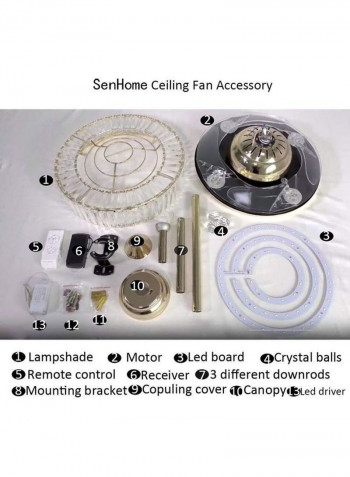Crystal Ceiling Light With Fan Multicolour