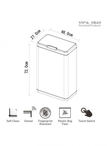 Stainless Steel Trash Bin With Sensor Opening Silver 80L