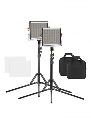 Portable LED Video Light Panel Kit Fill In Lamp Black
