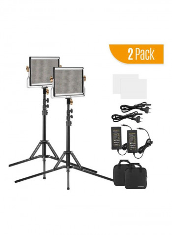 Portable LED Video Light Panel Kit Fill In Lamp Black
