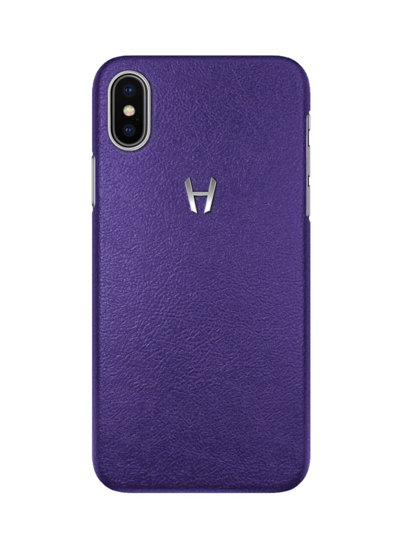 Calfskin Protective Case Cover For Apple iPhone X/XS Purple/Silver