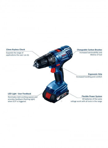 GSB 180-LI Professional Cordless Combi Drill Driver Blue/Black/Red